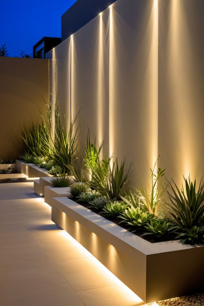 Outdoor architectural wall lighting installation