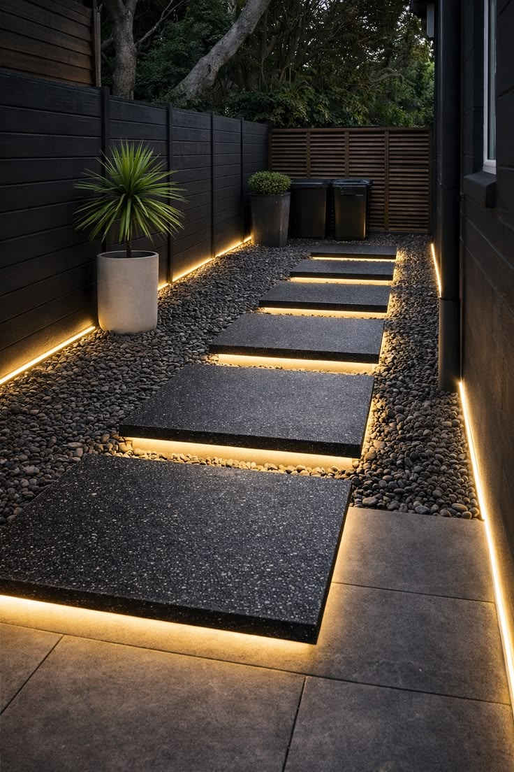 Garden pathway LED installation